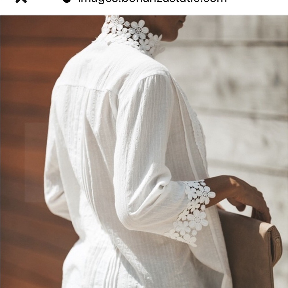 💃🏻Boho Floral Ruffle Button up lace top - Picture 10 of 14